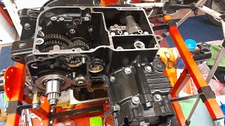 Kawasaki ZRX Engine cases reassembled after ZZR 6 speed gear box and piston installation upgrade