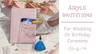 32. Beauty and beat acrylic invitations for wedding or birthday ceremony from clartiynco CA038