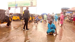 Massive Downpour floods and destroys  biggest street food market in Africa - Oshodi Lagos Nigeria