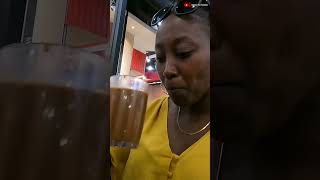 Kenyan Girl's FIRST Sip of MALAYSIAN Coffee! KIBANDASKI MAJUU #shorts #malaysia #viralvideo #coffee