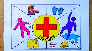 Safety Day Drawing/Safety Day Poster/National Safety Day Drawing/World Safety Day Poster