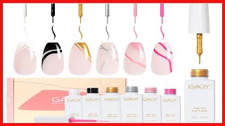 GAOY Gel Nail Art Polish Set, 6 Colors Gel Liner Kit of Silver Gold Pink for Nail Paint Design DIY