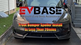 Tesla Model Y EVBASE Front Lip Spoiler ABS Sport Body Kit - install