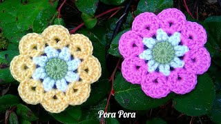 Crochet Flower I Crochet 8 Petals Flower I Crochet Flower Coaster