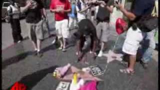 Fans of the king of pop gathered by Michael Jackson's star on the...