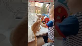 #Cute baby play with cat#cutebaby #viral #shorts #youtbueshorts #kittcat#shorts