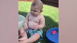 Funny Babies Playing With Water