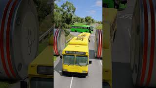 Mixed Color Buses & Truck Bollards Crash - BeamNG.drive #youtubeshorts