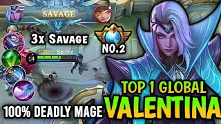 Valentina Best Build 2022!! 3x SAVAGE - Valentina Gameplay Top 1 Global - Mobile Legends