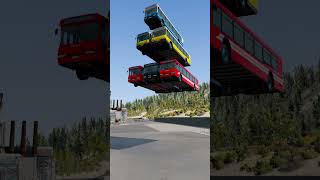 15 Colorful Buses Rainbow Falling Crash - BeamNG.drive