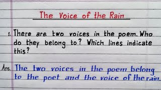 There are two voices in the poem. Who do they belong to? The Voice of the Rain | Class 11 English