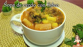 ♨️🇪🇨DELICIOSA Y ECONÓMICA SOPA🥘  DE CERDO CON FIDEO😘👌