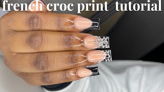 French croc print tutorial | Short acrylic nails #nails #tutorial