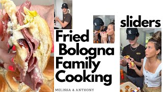 Mother Son Cooking Fried Bologna Sliders #sliders #cooking #cookingshow