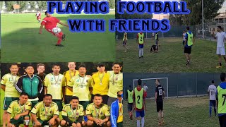 Playing football with friends