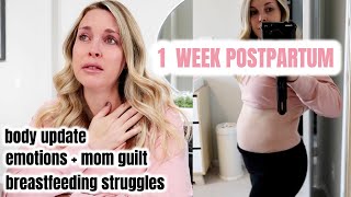 1 WEEK POSTPARTUM | Body update, emotional & mental health + Breastfeeding