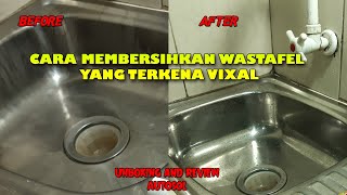 CARA MEMBERSIHKAN WASTAFEL YANG TERKENA VIXAL - UNBOXING AUTOSOL DAN REVIEWNYA #racunshopee