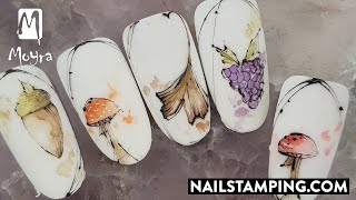 Aquarelle nail art inspired by nature (nailstamping.com)