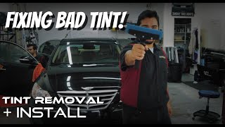 Fixing another CHEAP TINT job on a Hyundai Genesis! (Vlog Series) Houston, TX