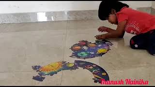 3yrs old Arranging 60 pieces Jigsaw  Puzzle Solar System