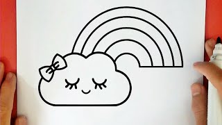 كيف ترسم سحابة قوس قزح كيوت خطوة بخطوة / رسم سهل / تعليم الرسم || Cute Rainbow Cloud Drawing