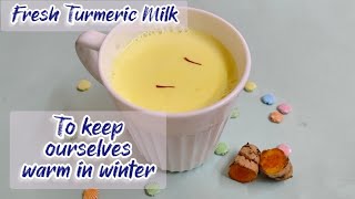 పచ్చి పసుపు పాలు చాలా హెల్త్తీ* Fresh turmeric milk to keep ourselves warm in winter ☃️#healthy