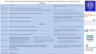 Webinar 34: Migrant Health; SE Homelessness and Inclusion Health Network