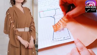 باترون عباية بطيات على الكم✂️🪡sew#fashion#