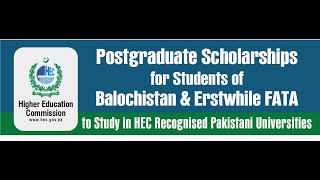 How to Apply: Postgraduate Scholarships for Students of Balochistan & Erstwhile FATA