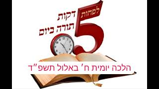 5 דקות תורה, הלכה יומית ח׳ באלול תשפ״ד,תשובה ויום כיפור על מה מכפרים?פגע בחברו והנפגע נפטר מה יעשה?