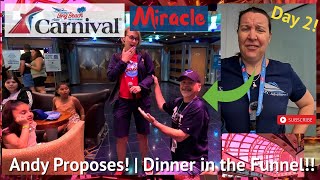 Carnival Miracle Day-2 | Sea Day! | Andy Proposes! | Epic Scavenger Hunt! | We eat in the Funnel!!