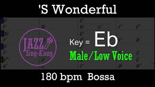 'S Wonderful - Backing Track with Intro + Lyrics in Eb (Male) - Jazz Sing-Along