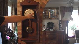 Antique German Oak Case Striking Wall Clock