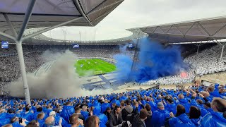 20.000 Hansa Fans in Berlin Pyro und Support in der Gästekurve