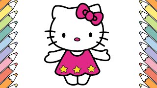 Drawing and Coloring Hello Kitty for Kids and Toddlers Easy