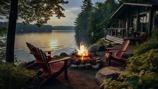 Cozy Fireplace Ambience with Crackling Fire Sounds and Lakeside Forest Scene for Deep Relaxation