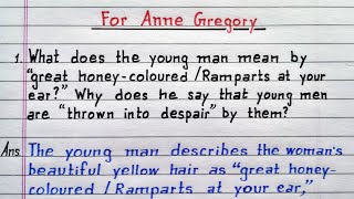 What does the young man mean by "great honey-coloured /Ramparts at your ear?" For Anne Gregory