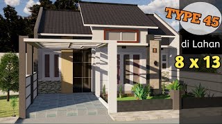 Desain Rumah Type 45 Minimalis 8x13 Meter