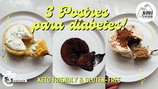 🧁3 POSTRES para DIABÉTICOS en 10 min | POSTRE KETO GLUTEN-FREE EN MICROONDAS | Manu Echeverri