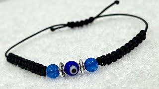 Blue Evil Eye Beaded Macrame Bracelet 🧿🧿🎁 #evileyebracelet #evileyeprotection