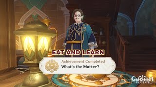 Hidden Achievement Sumeru -  "What's the Matter?"  Eat and Learn Quest