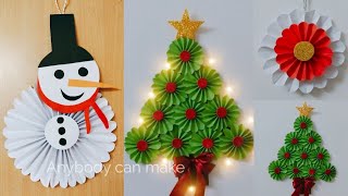 5 EASY DIY CHRISTMAS CRAFT WALL DECORATIONS | PAPER AND GLITTER FOAM WALL HANGING IDEAS