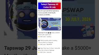 Tapswap All Codes Of 30 July 2024 | Today's Tapswap Code | #crypto #cryptocurrency #tapswap #code