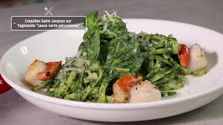 St Jacques sur Tagliatelle sauce verte peruvienne