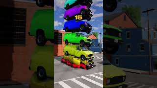 Mixed Color Vans & Buses Fall Crash - BeamNG.drive #youtubeshorts