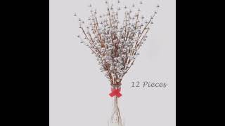 Silver Berry Stem Picks 12 PACK Decorative Branch Sprays for Christmas Tree Decor, Arrangements, DIY