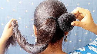 Easy & Cute! 🎀✨ Everyday Juda Bun Hairstyle For Short Hair | Self Bun Hair Style Girl | Donut Bun