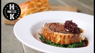 Easy beef wellington with red wine sauce #AD