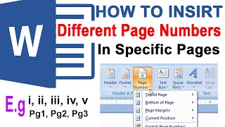 How to insert different page numbers from specific pages