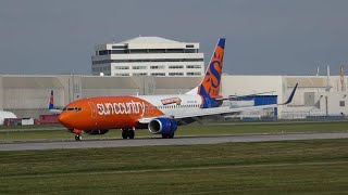 Plane Spotting Montreal 10/20/2023: Sunwing Royalton Livery, All White A320, SunCountry 737-800